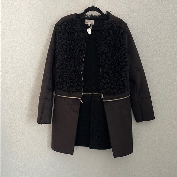 1. State Black, Teddy Jacket Fuzzy Texture, Medium, 2 in 1 Convertible Coat - Picture 5 of 16
